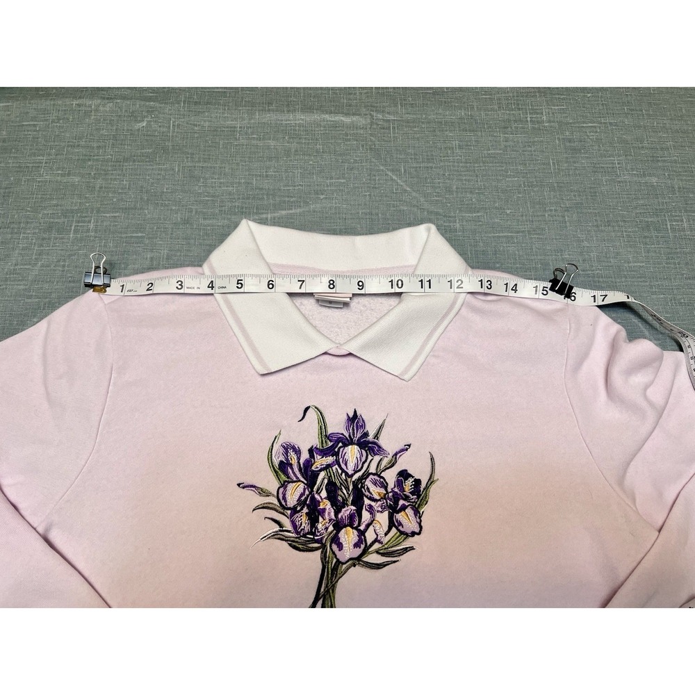 Vintage 90's Cottagecore Adrian Delafield Top Stitch Embroidered Sweatshirt - Picture 6 of 10